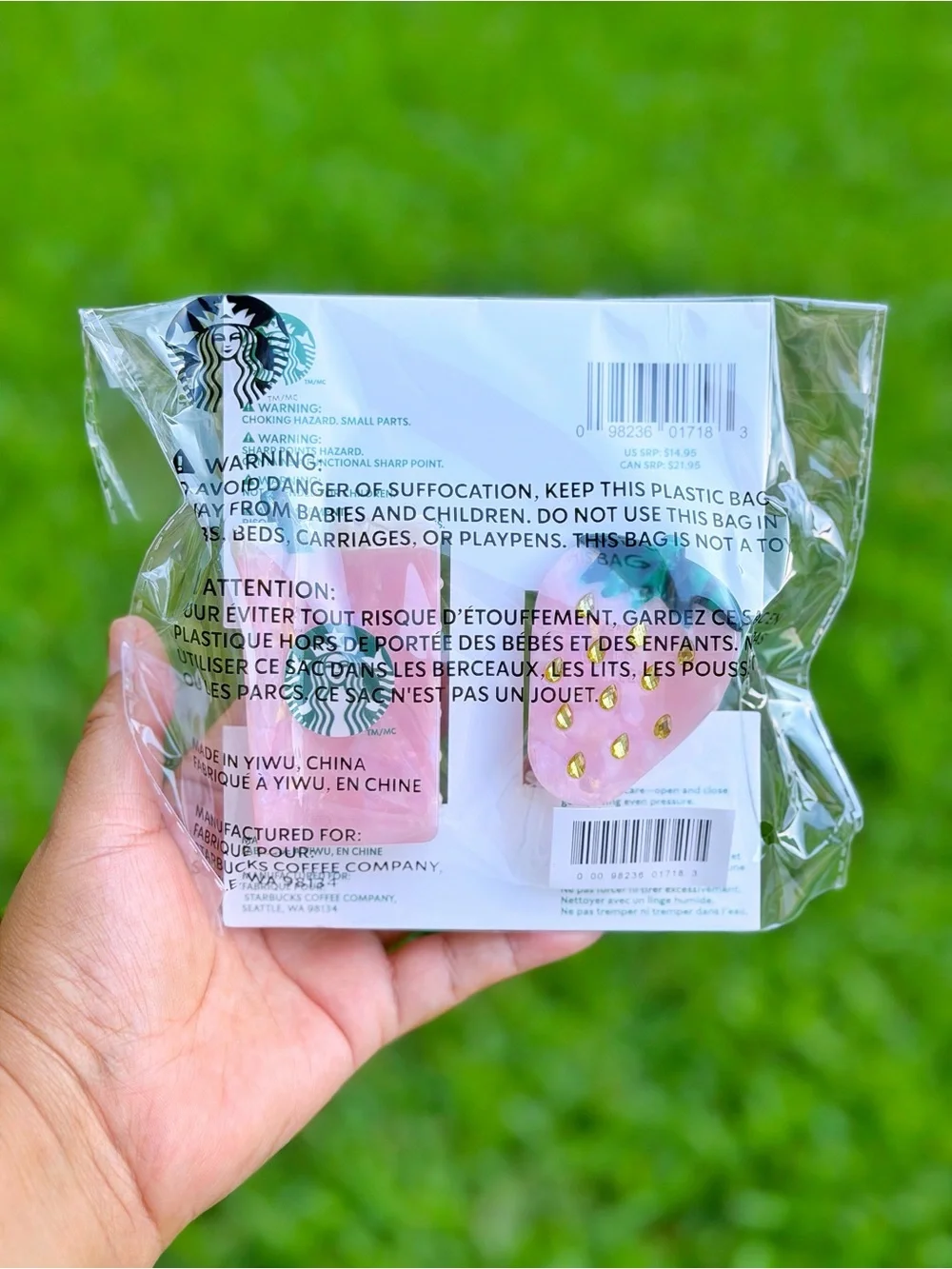 Starbucks Limited Edition Strawberry & Pink Drink Hair Claw Clips Set